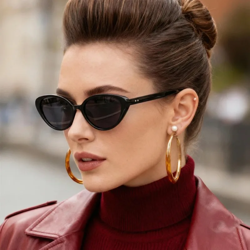 Designer Sunglasses - Rivets Brown Fashion Cat Eye zonnebrillen