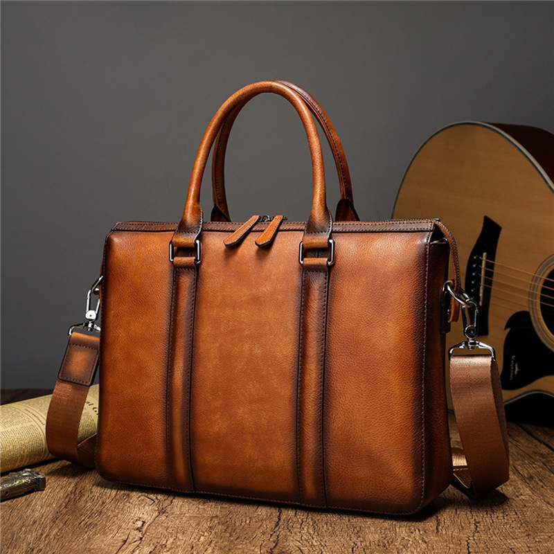 Leather Briefcase - YETTIES Business Aktetas van Volnerfleer |