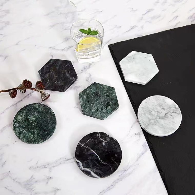 Marble Coaster Set - 1 Stuks Marmeren Onderzetters Rond Anti-Slippen