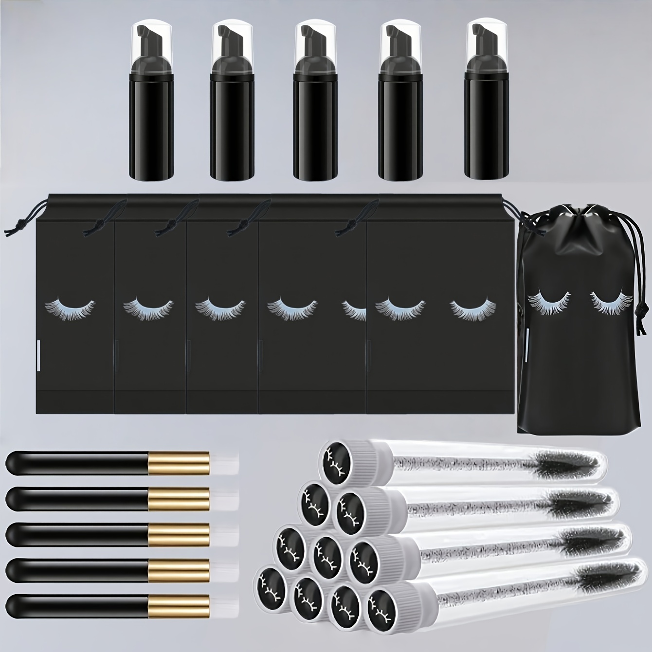 Travel Luggage Set - 20-delige wimperverzorgingsset - 5 schuimpompen +