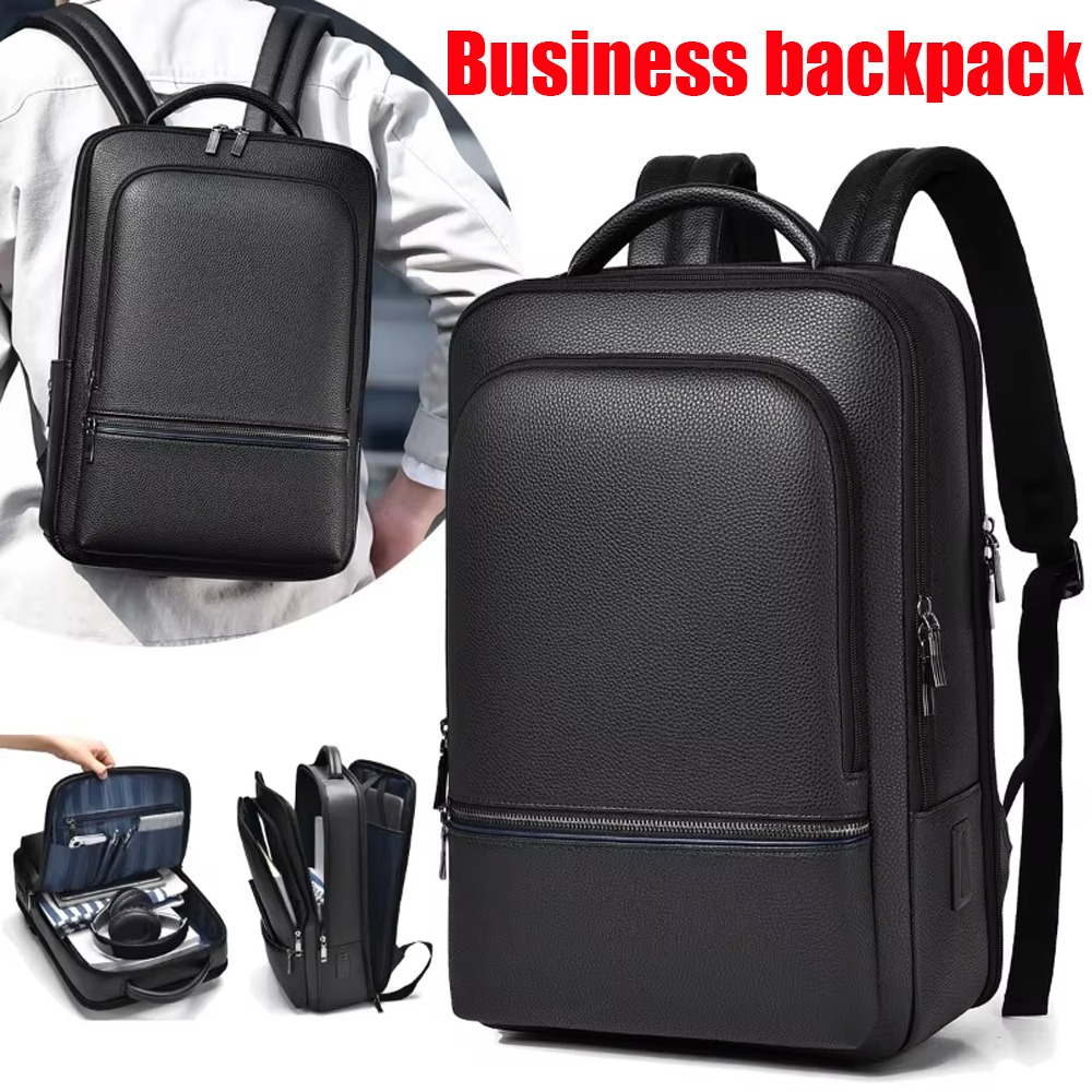 PU-leer herenrugzak USB-oplade - Leather Briefcase recensie en prijs